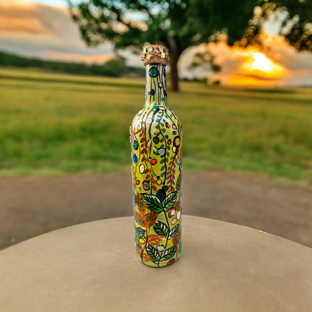 
                      
                        Hand Painted Glass Bottle - Abstract Leaves
                      
                    