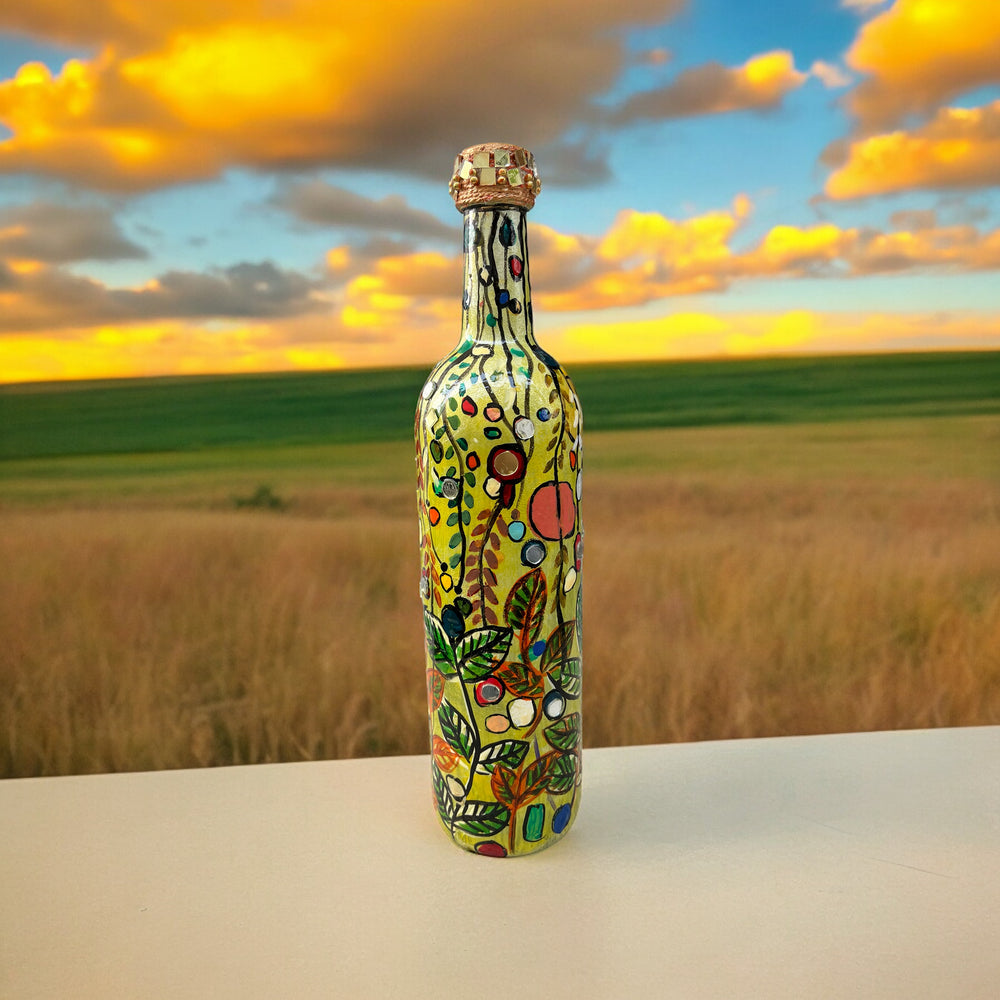 
                      
                        Hand Painted Glass Bottle - Abstract Leaves
                      
                    