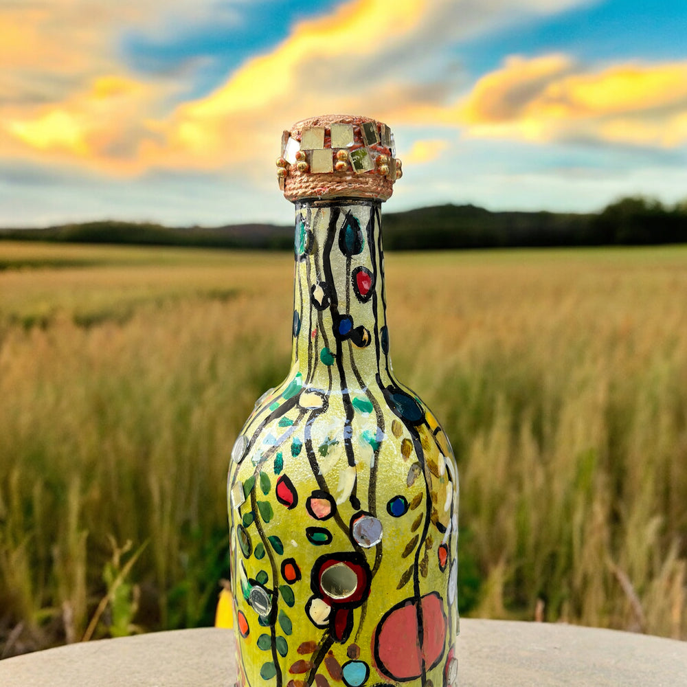 
                      
                        Hand Painted Glass Bottle - Abstract Leaves
                      
                    