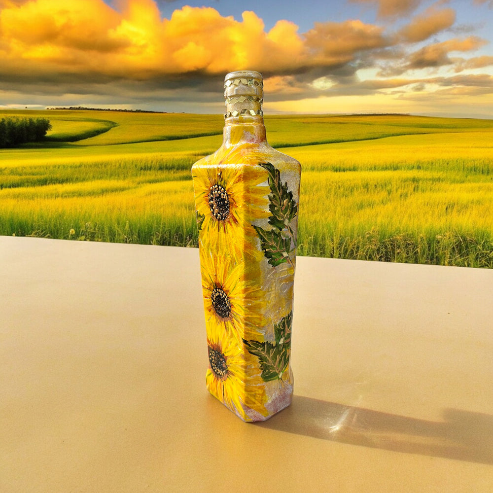 
                      
                        Hand Painted Glass Bottle - Sunflowers
                      
                    