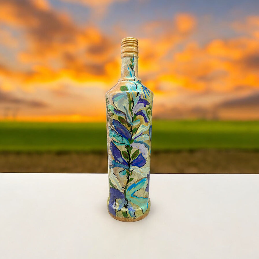 
                      
                        Hand Painted Glass Bottle - Aqua Floral
                      
                    