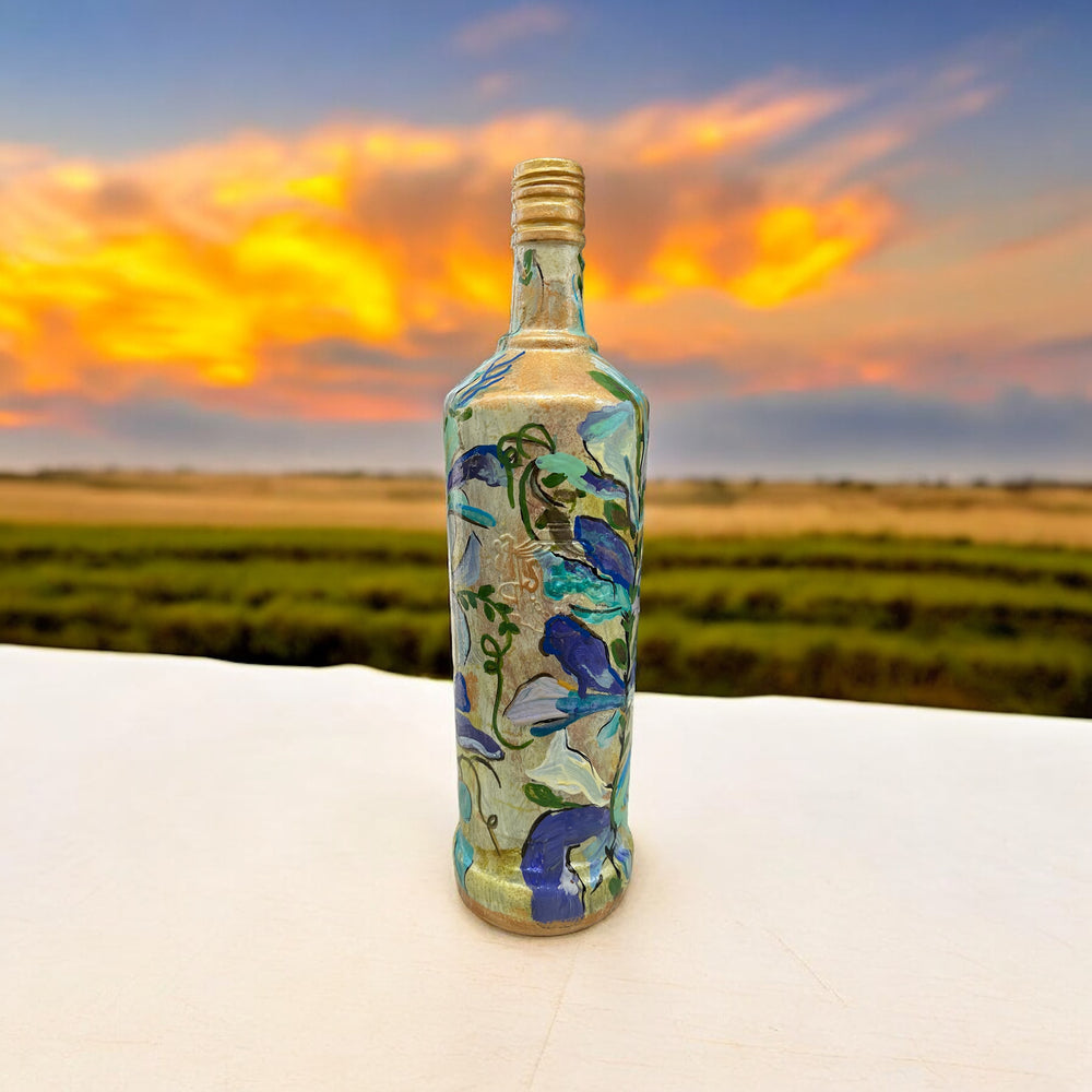 
                      
                        Hand Painted Glass Bottle - Aqua Floral
                      
                    