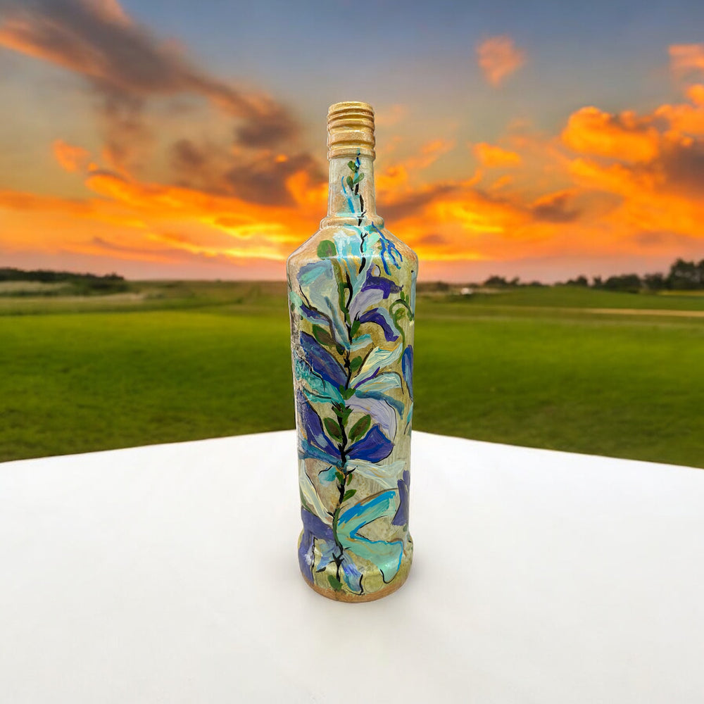 
                      
                        Hand Painted Glass Bottle - Aqua Floral
                      
                    