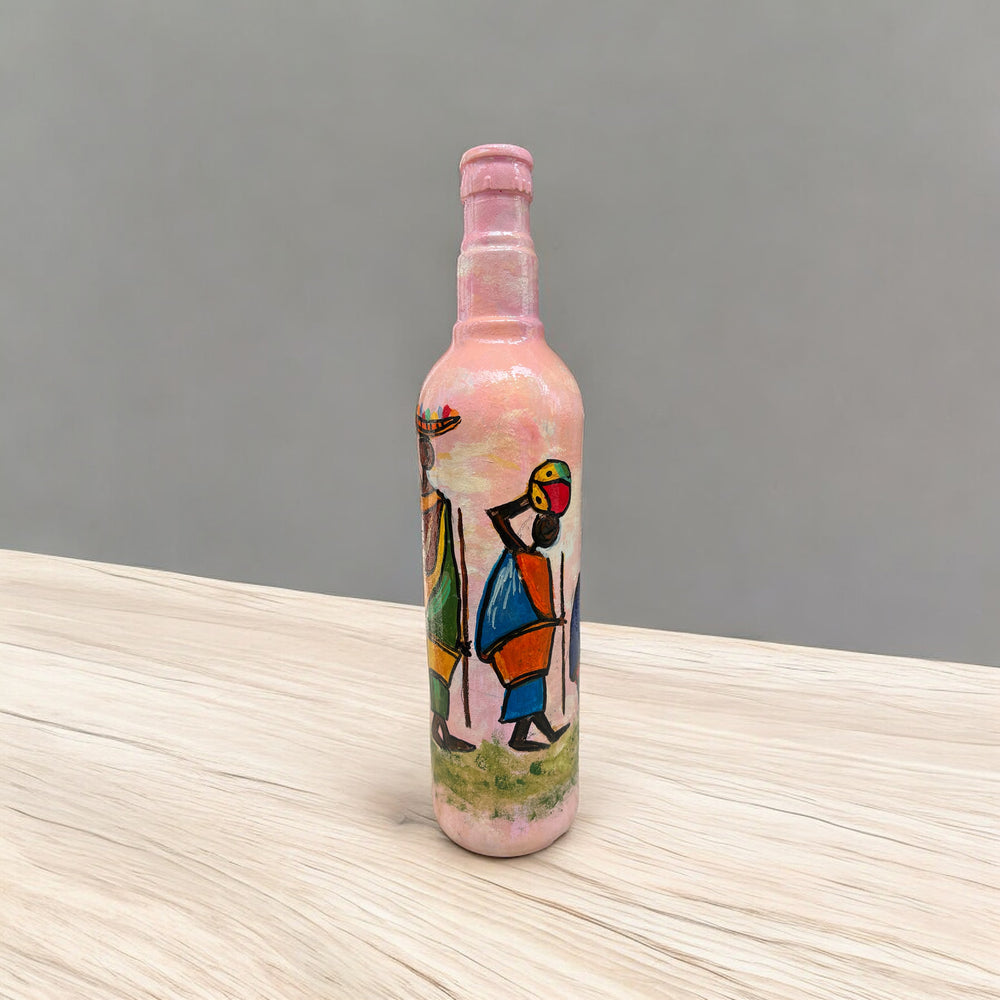 Hand Painted Glass Bottle - Walk