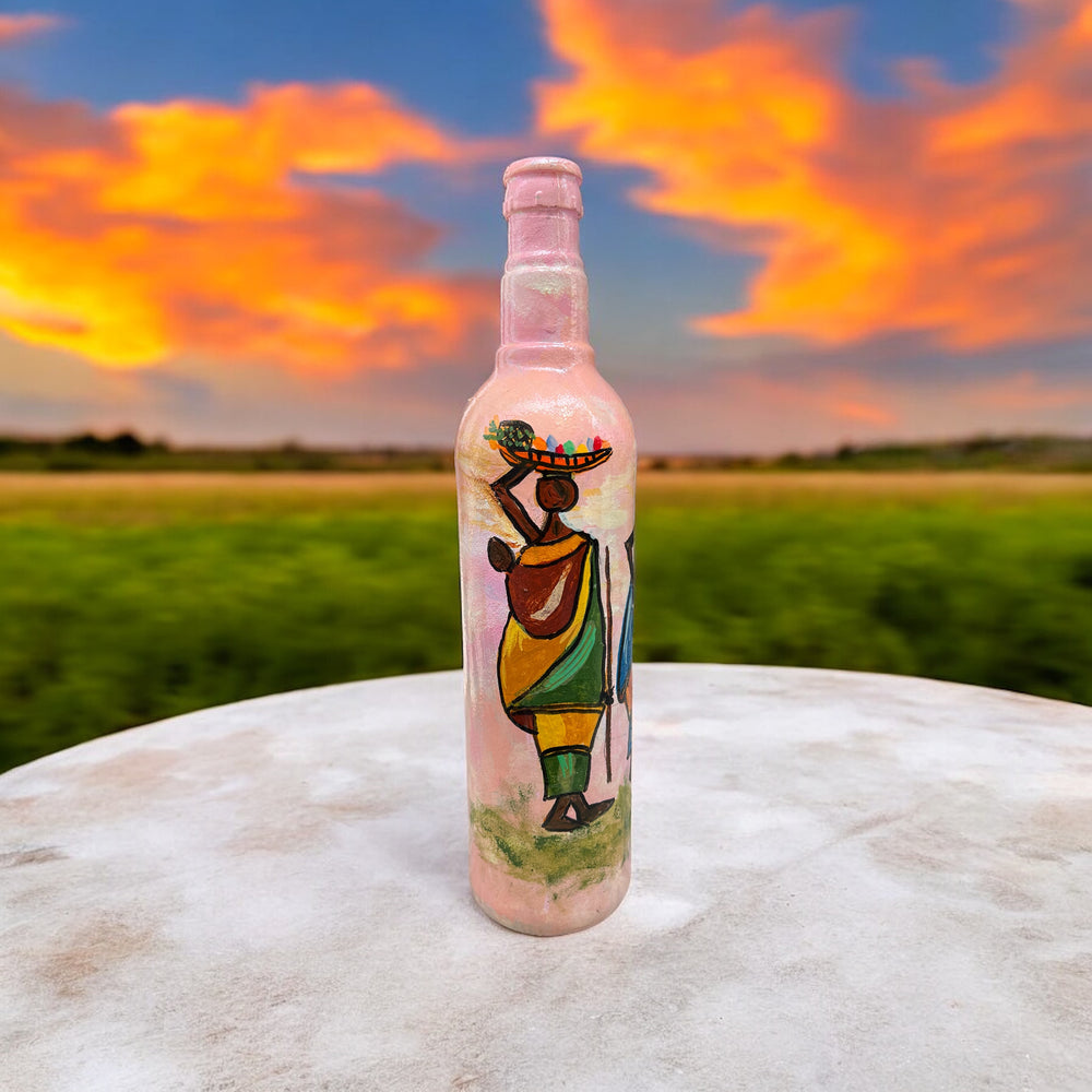 Hand Painted Glass Bottle - Walk