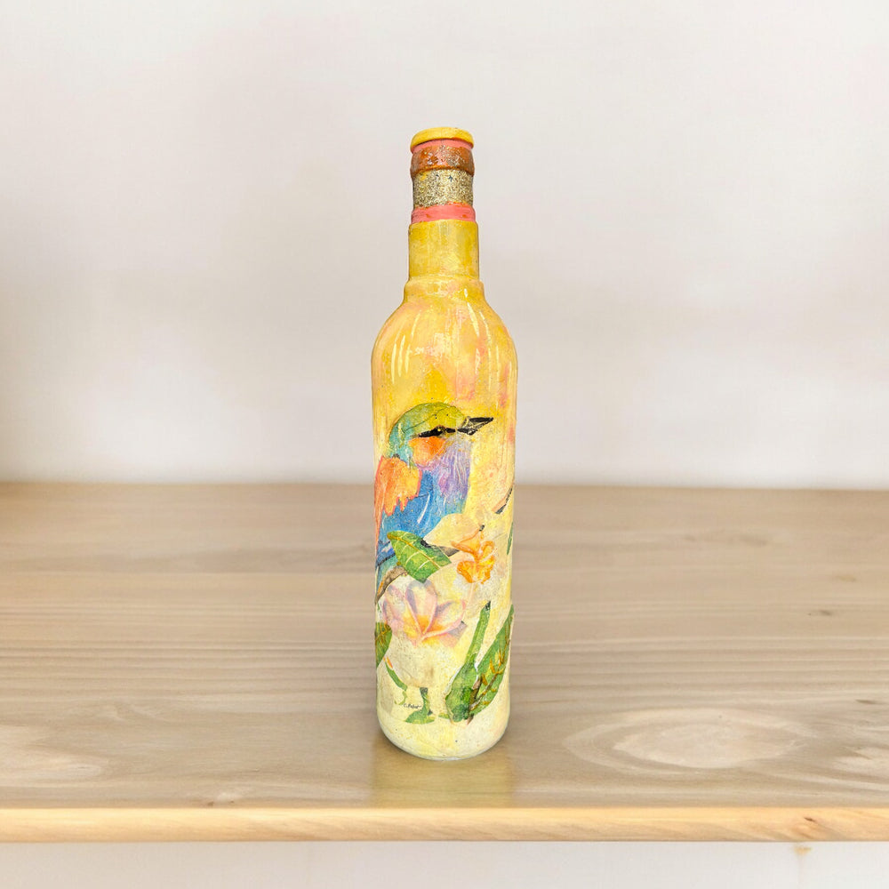 
                      
                        Decoupage Hand Painted Glass Bottle - Colourful Robin
                      
                    