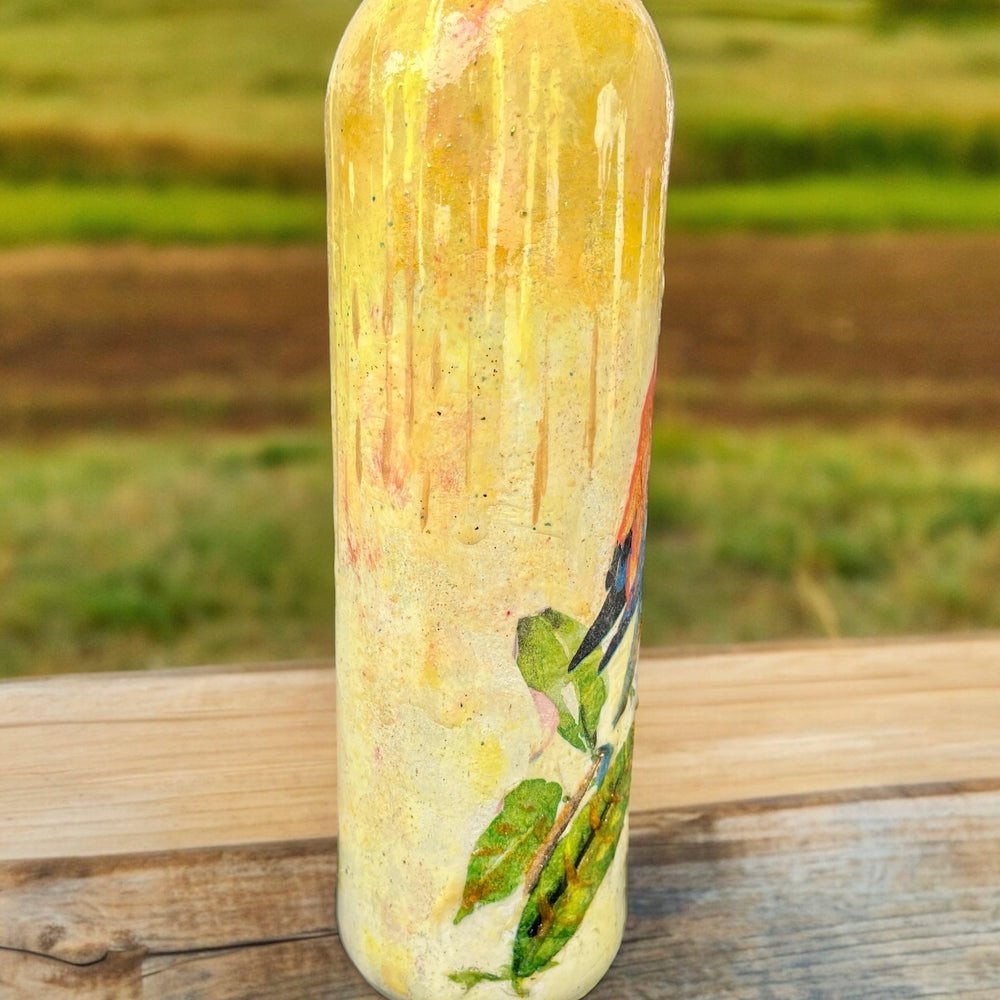 
                      
                        Decoupage Hand Painted Glass Bottle - Colourful Robin
                      
                    