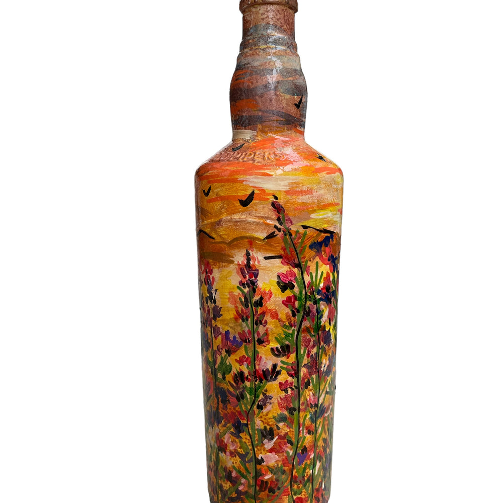 
                      
                        Hand Painted Glass Bottle - Fuchsia Flowers in Sunset
                      
                    