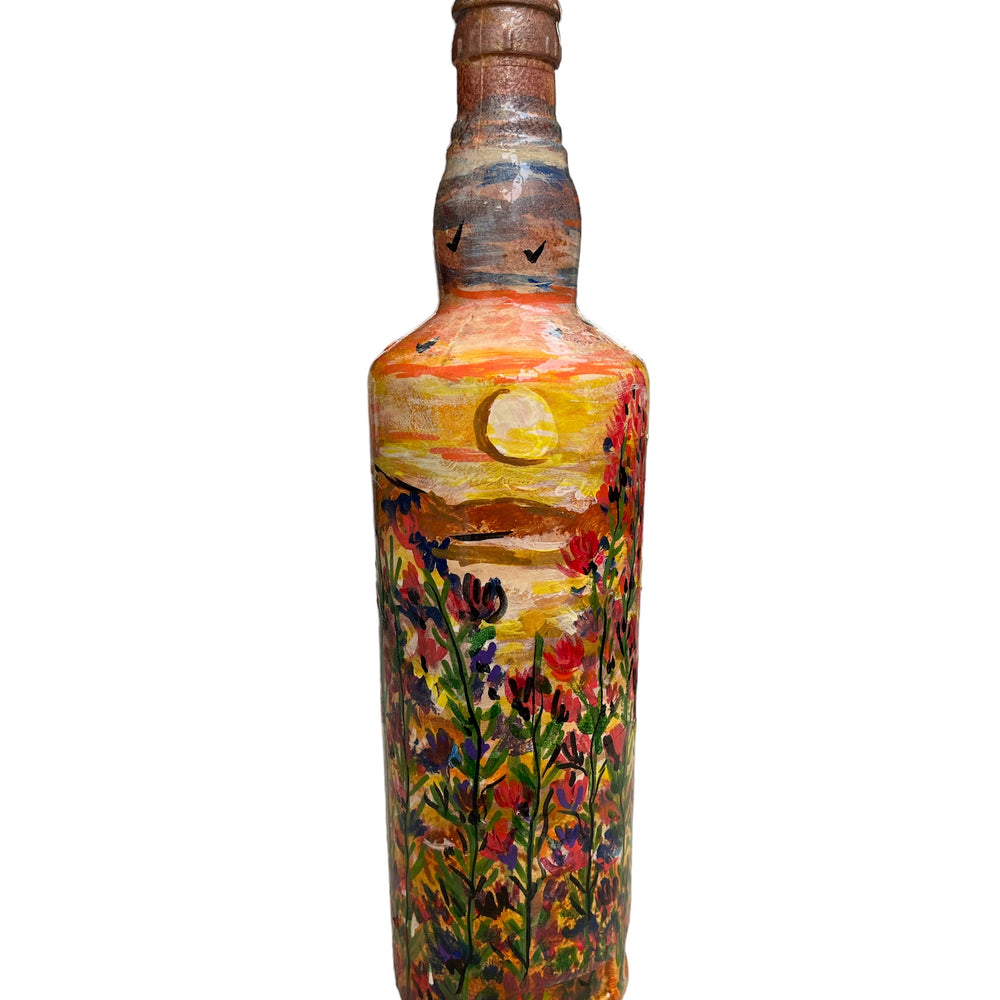 
                      
                        Hand Painted Glass Bottle - Fuchsia Flowers in Sunset
                      
                    