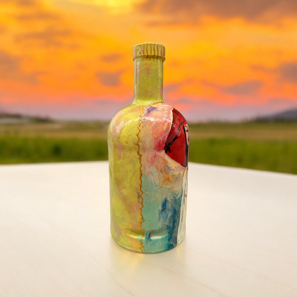 
                      
                        Hand Painted Glass Bottle - Red Hat
                      
                    