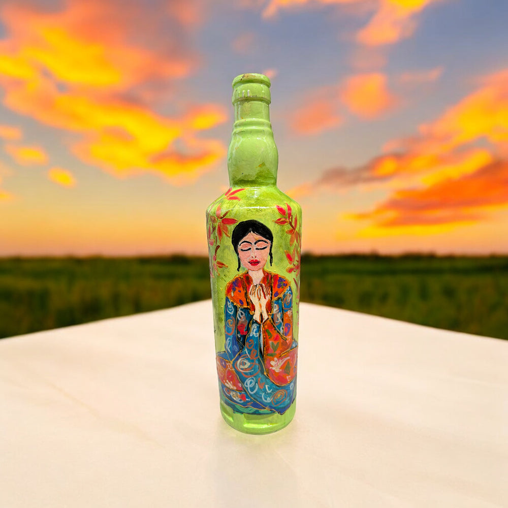 Hand Painted Glass Bottle - Serene