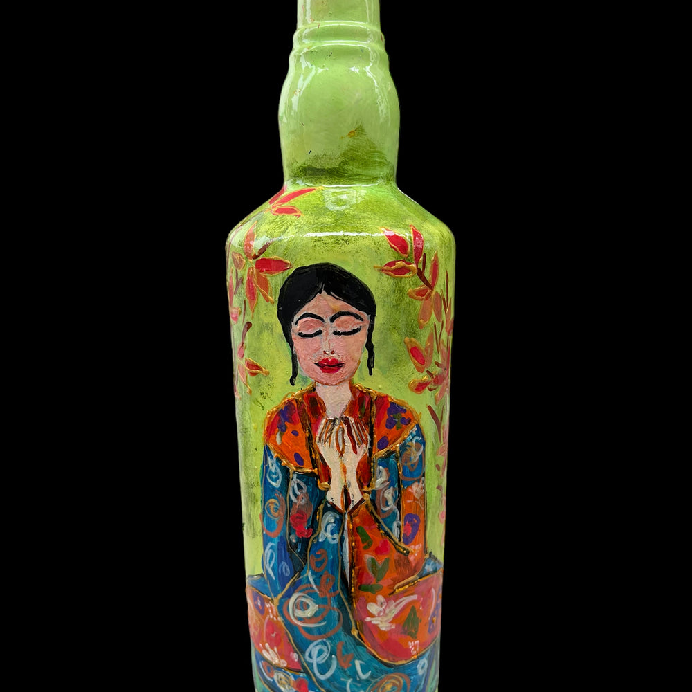 Hand Painted Glass Bottle - Serene