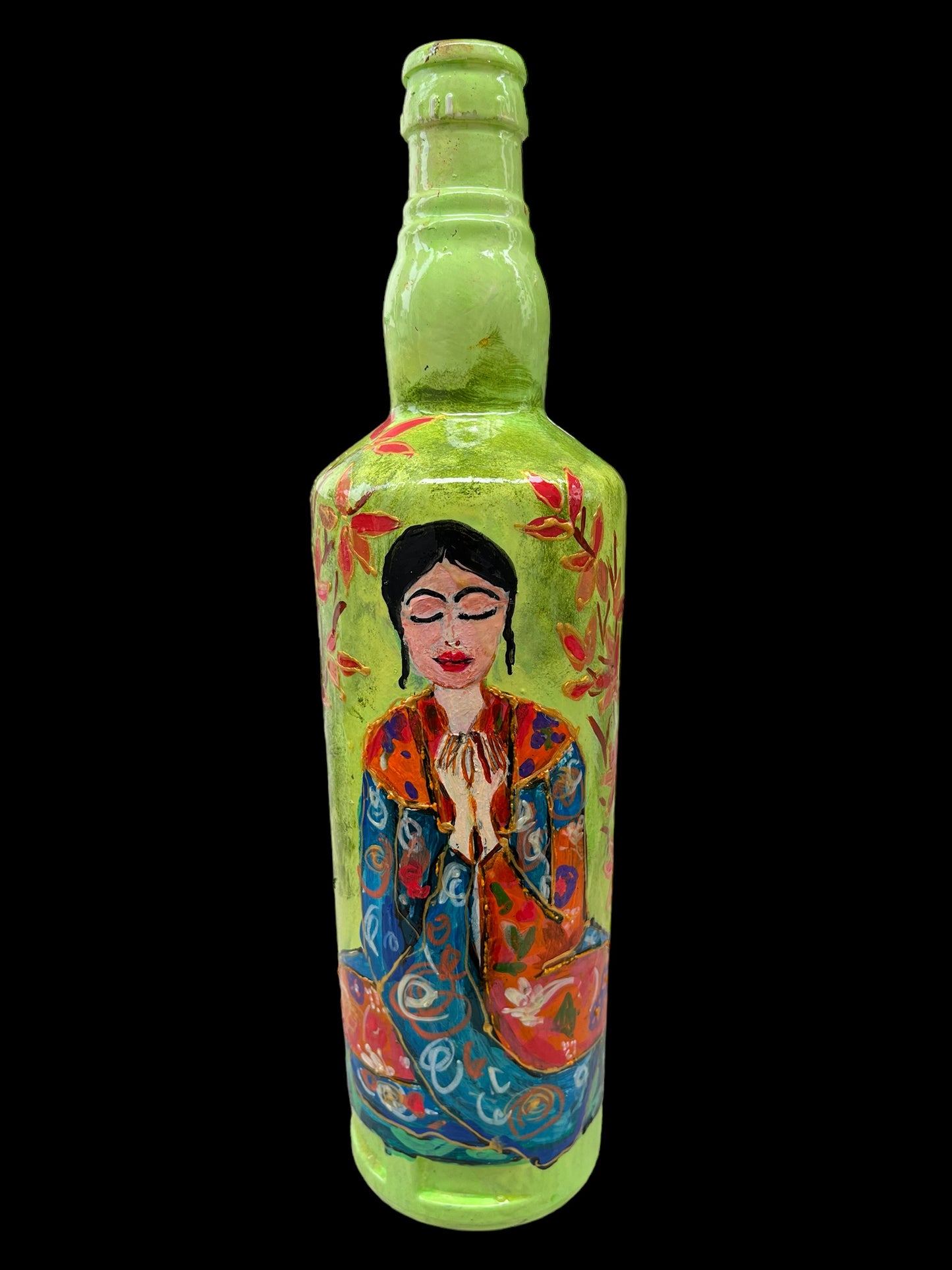 Hand Painted Glass Bottle - Serene