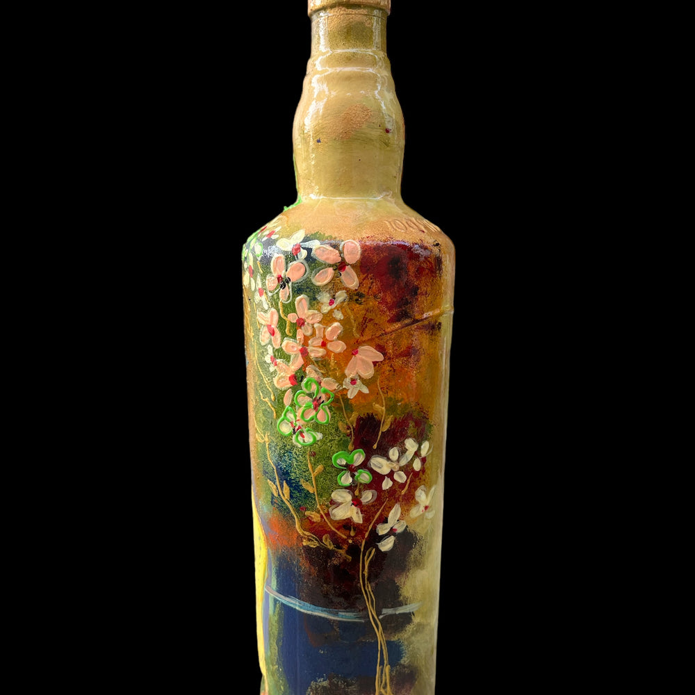 Hand Painted Glass Bottle - Yellow Dress