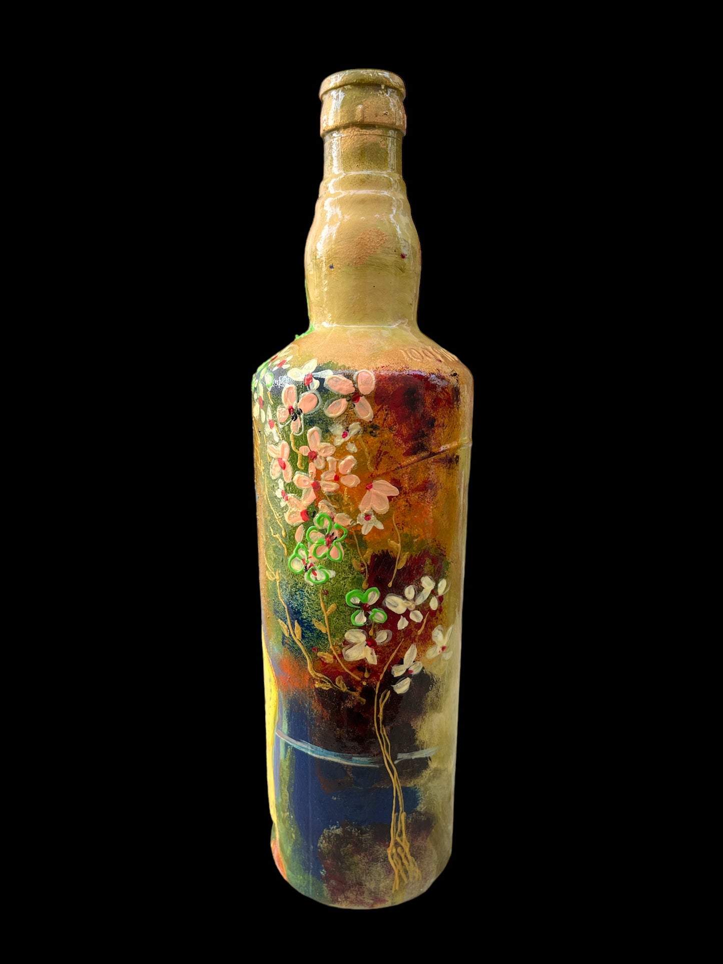 Hand Painted Glass Bottle - Yellow Dress