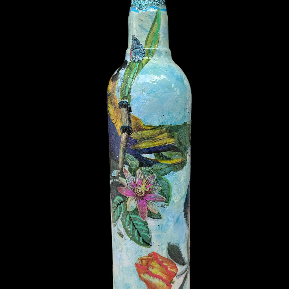 
                      
                        Decoupage Hand Painted Glass Bottle - Parrots
                      
                    