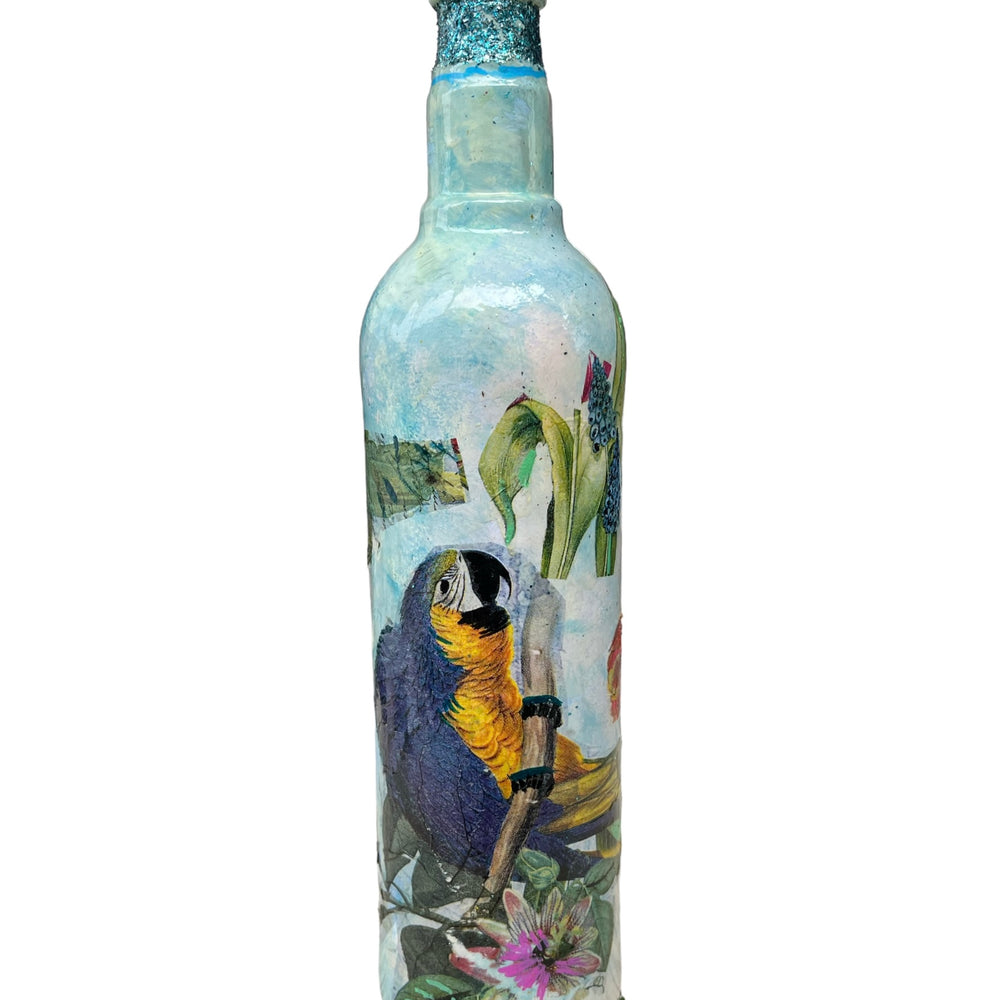 
                      
                        Decoupage Hand Painted Glass Bottle - Parrots
                      
                    